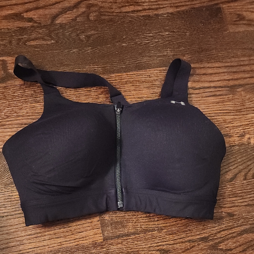 Under Armour Black High-Impact Sports Bra with Front Zipper